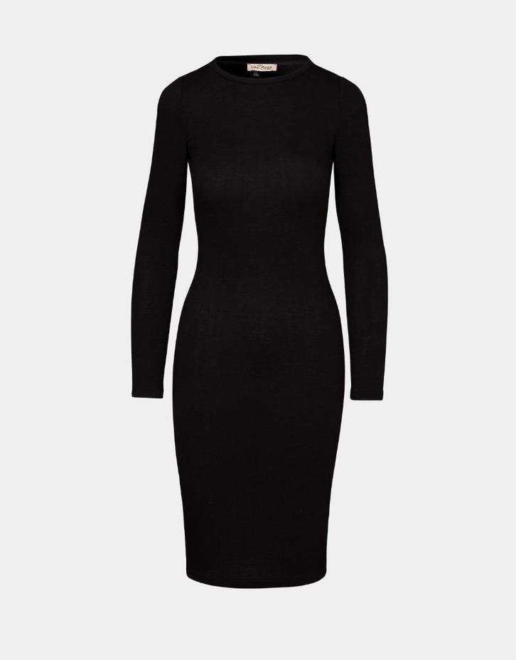 LADRESS zwart wollen jurkje met kaartjes, Kleding | Dames, Jurken, Nieuw, Maat 46/48 (XL) of groter, Zwart, Knielengte, Ophalen of Verzenden