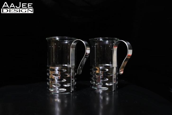 WMF Theeglazen in Houder – Matteo Thun - King Memphis Serie, Antiek en Kunst, Antiek | Glas en Kristal, Ophalen of Verzenden