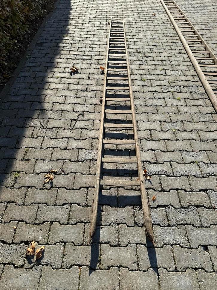 Oude Houten Boomgaard Ladder - Nostalgisch, Doe-het-zelf en Verbouw, Ladders en Trappen, Gebruikt, Ladder, 4 meter of meer, Ophalen