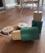 Twee groene hanglampjes E27 fitting, Ophalen, Zo goed als nieuw, Minder dan 50 cm