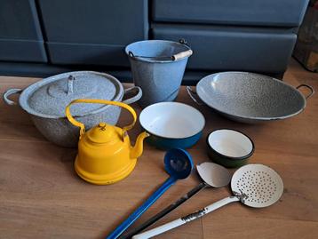 Emaille grote wok soeppan emmer ketel schaal keukengerei  beschikbaar voor biedingen