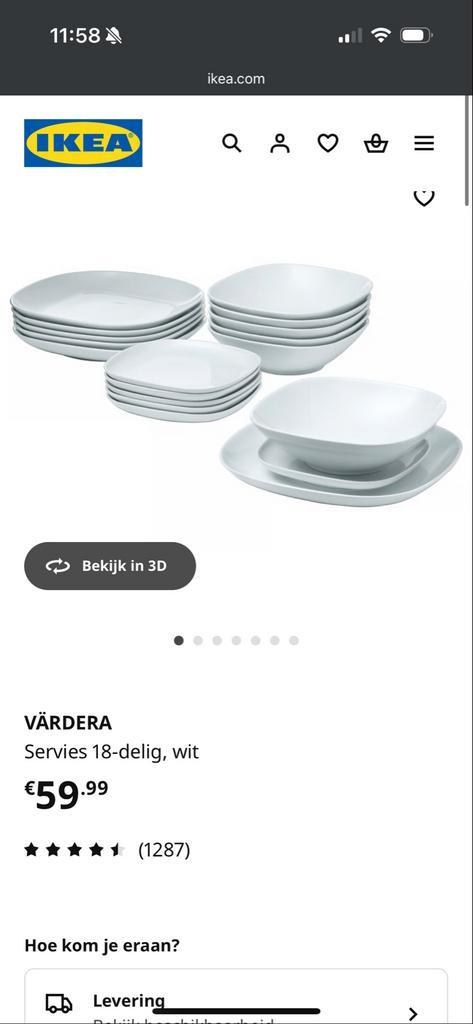 IKEA VÄRDERA Borden Set - 18-delig, Huis en Inrichting, Keuken | Tupperware, Zo goed als nieuw, Schaal, Wit, Ophalen of Verzenden