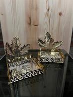 2 Vintage Hollywood Regency Sierbakjes, Schaal, Verzenden, Vierkant, Glas