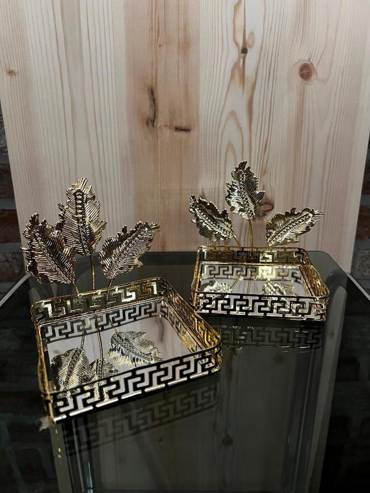 2 Vintage Hollywood Regency Sierbakjes, Huis en Inrichting, Woonaccessoires | Schalen en Manden, Zo goed als nieuw, Schaal, Vierkant