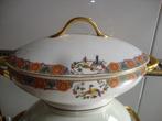 Art Deco Antieke Raynaud Limoges dekschaal vogels goud 1900, Antiek en Kunst, Ophalen of Verzenden