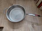 Grote RVS hapjespan 29cm sateuse koekenpan - alle bronnen, Ophalen of Verzenden, Zo goed als nieuw, Rvs, Koekenpan of Braadpan