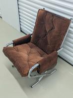 Fauteuil Vintage Stoel Buisframe Jaren 70 Corduroy, Ophalen of Verzenden, Zo goed als nieuw, 75 tot 100 cm, 50 tot 75 cm