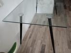 Eettafel met glazen blad, Huis en Inrichting, Tafels | Eettafels, 50 tot 100 cm, Glas, 100 tot 150 cm, Gebruikt