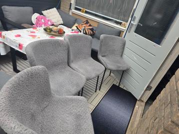 Set van 4 grijze stoelen teddystof beschikbaar voor biedingen