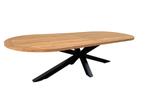 Oud teak tafel industrieel ovaal 220x110 matrix
