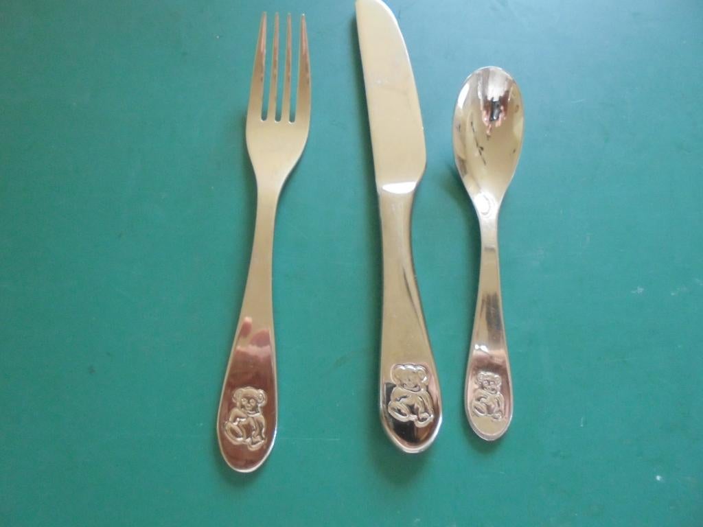 schulte kinder bestek set beer, Ophalen of Verzenden, Rvs of Chroom