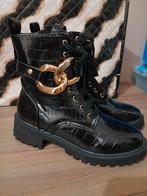 Zwarte Croco Look Boots met Gouden Details nieuw, Zwart, Lage of Enkellaarzen, Ophalen of Verzenden, Zo goed als nieuw