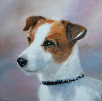 Jack Russell, portret huisdier. Schilderij hond, olieverf. beschikbaar voor biedingen