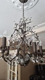 Klassieke kroonluchter, donkerbruin, 6 lampen, Ophalen, Zo goed als nieuw, Glas, Klassiek