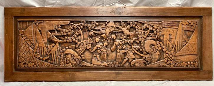 Houten panelen hand gesneden, Antiek en Kunst, Curiosa en Brocante, Ophalen of Verzenden