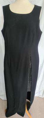 Zwarte jurk met split, maat 46-48 (even meten, Verzenden, Zwart, Maat 46/48 (XL) of groter, Gedragen