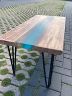 Iepenhouten Salontafel met Epoxy Rivier, Huis en Inrichting, 50 tot 100 cm, Nieuw, Ophalen of Verzenden, Minder dan 50 cm