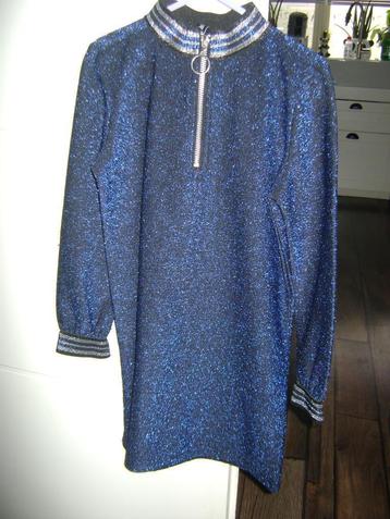 Blauwe glitterjurk met lange mouw - maat 116 beschikbaar voor biedingen
