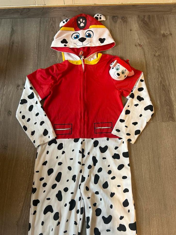verkleedpak rood/wit paw patrol ' Marshall' mt 122/128, Kinderen en Baby's, Carnavalskleding en Verkleedspullen, Jongen of Meisje