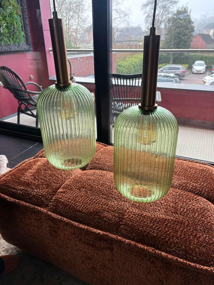 Moderne Hanglamp, Huis en Inrichting, Lampen | Hanglampen, Zo goed als nieuw, 50 tot 75 cm, Glas, Ophalen