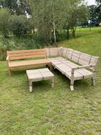 NIEUWE Teak houten hoekloungeset 240 x 240 ROUGH BATANG, Ophalen, 6 zitplaatsen, Teakhout, Zo goed als nieuw