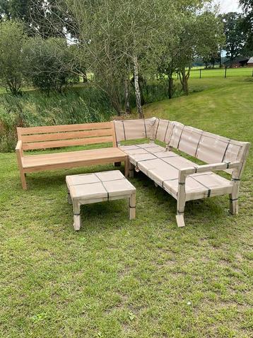 NIEUWE Teak houten hoekloungeset 240 x 240 ROUGH BATANG beschikbaar voor biedingen