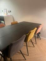 Mooie stevige zwarte eettafel met stoelen, Huis en Inrichting, Tafels | Eettafels, Ophalen of Verzenden, Zo goed als nieuw