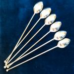 Klassieke Longdrink- IJslepels.Zilver(90) lange steel&knopje, Antiek en Kunst, Ophalen of Verzenden, Zilver