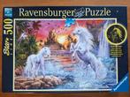 Glow in the dark puzzel unicorns eenhoorns 500 stukjes, Ophalen of Verzenden, 500 t/m 1500 stukjes, Zo goed als nieuw