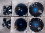 6 glazen kerstballen nachtblauw / zilver 26 jaar oud geldrop, Diversen, Kerst, Ophalen of Verzenden, Zo goed als nieuw