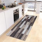 Houtnerf Vloerkleed Kleed Loper Tapijt Mat Hout Houten Grijs, Verzenden, Nieuw, Grijs, Rechthoekig
