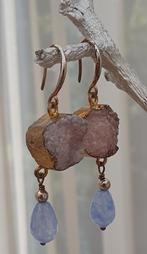 Prachtige oorbellen met ruwe amethist, Overige materialen, Hangers, Paars, Ophalen of Verzenden