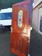 Hardhouten deur met glas en lood, Doe-het-zelf en Verbouw, Deuren en Horren, Ophalen, Buitendeur, 200 tot 215 cm
