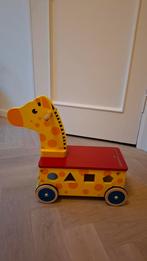 Houten Loopfiets Giraf met Blokjes, Ophalen, Zo goed als nieuw, Overige typen, Met wieltjes