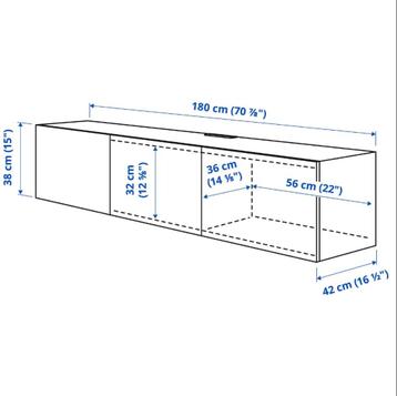 IKEA Besta TV meubel 180x42x38 wit - afbeelding 8