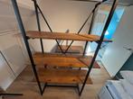Stoere mangohouten stellingkast met metalen frame, Ophalen, Met plank(en), 100 tot 150 cm, Zo goed als nieuw