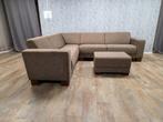 GRATIS BEZORGEN | ZEER MOOI TAUPE HOEKBANK met POEF, Info@banxtel.nl, Hoekbank, Hoekbank, Zo goed als nieuw