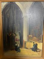 Jan Kelderman -Kerkinterieur - olieverf op doek, Antiek en Kunst, Kunst | Schilderijen | Klassiek, Ophalen of Verzenden