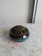 Keramische Wierookhouder met bloemdeksel   (NIEUW), Overige materialen, Blauw, Nieuw, Ophalen of Verzenden