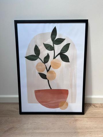 Poster 50x70cm abstracte citroenboom houten lijst zwart beschikbaar voor biedingen