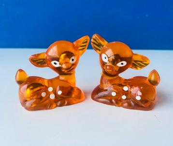 Vintage oranje lucite reekalfjes Bambi/ jaren 60 beschikbaar voor biedingen