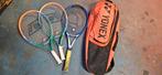3x tennisracket incl. tas, ballen, dempers en tape., Ophalen of Verzenden, Zo goed als nieuw, Ballen