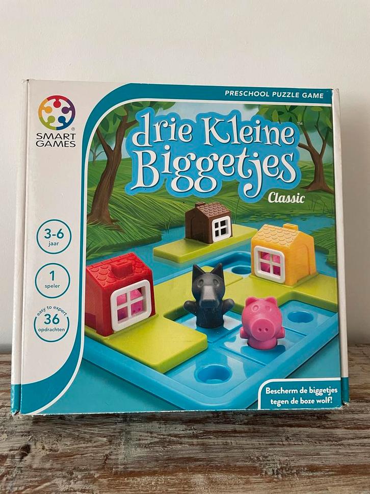 Drie Kleine Biggetjes - Smart Games, Hobby en Vrije tijd, Gezelschapsspellen | Overige, Gebruikt, Een of twee spelers, Ophalen of Verzenden