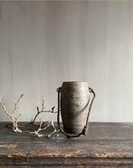 Oud houten Nepalese pot kruik hout stoer sober landelijk, Verzenden, Nieuw