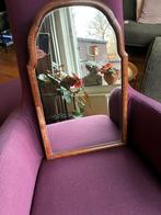 Antieke spiegel met houten rand, Antiek en Kunst, Antiek | Spiegels, Ophalen, Overige vormen, Minder dan 50 cm, Minder dan 100 cm