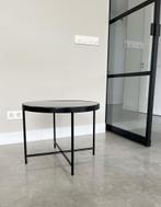 Te Koop zwarte Glazen Salontafel, Huis en Inrichting, Tafels | Salontafels, Ophalen, Rond, 50 tot 100 cm, Zo goed als nieuw