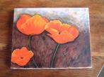 gaaf echt olieverf schilderij papaver klaproos, Ophalen of Verzenden, Minder dan 50 cm, Schilderij, Minder dan 50 cm