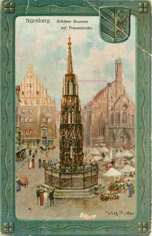 (381-360-039) Nurnberg Schoner Brunnen, Verzamelen, Ansichtkaarten | Buitenland, Duitsland, Verzenden