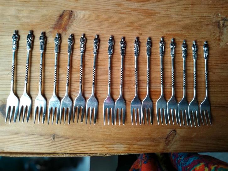 Apostel vorkjes en lepeltjes Verzilverd, 60er jaren. €2/stuk, Antiek en Kunst, Antiek | Bestek, Ophalen of Verzenden