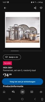 IKEA Pannenset RVS, Huis en Inrichting, Ophalen of Verzenden, Nieuw, Rvs, Pannenset